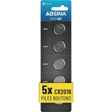 5X Piles CR2016 - CR 2016 3V étanche & Longue durée - Pile 2016 pour clés de Voiture, Balance de Cuisine, etc. - CR2016 Pile Lithium 3V (1/5)