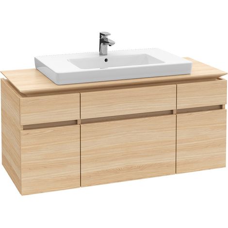 Meuble sous-lavabo Villeroy & Boch Legato B699, 1400x550x500mm, central, éclairage LED, Coloris: Blanc brillant - B699L0DH (1/3)