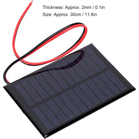 Panneau en résine époxy pour la génération d'énergie solaire 6 V 0,6 W + câble rouge et noir de 30 cm (1/5)