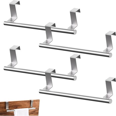 4 Pièces Porte Torchons 24cm Acier Inoxydable Suspendu Sans Perçage Cuisine Armoire (1/5)