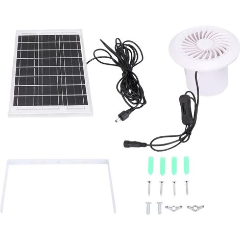 Ventilatore di scarico solare da 6 W, pannello solare in silicio monocristallino, kit ventilatore rotondo per ricoveri per animali, pollai o serre.