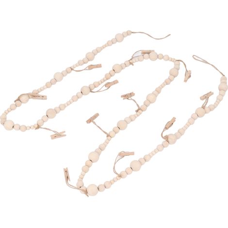 Guirlande de perles nordiques en bois, présentoir photo, guirlande de perles artisanales à suspendre, décoration pour chambre d'enfant. (1/5)