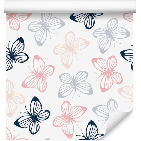 Papel pintado de mariposas de colores para salón y dormitorio, 50x1000 cm. (1/5)