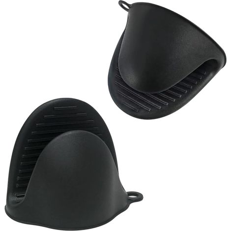 Gant de Cuisine Épais en Silicone, Gants de Cuisine Antidérapants, Gants de Four en Silicone Résistants à la Chaleur pour Friteuse à Air, pour Pâtisserie, Barbecue, Noir (1/5)