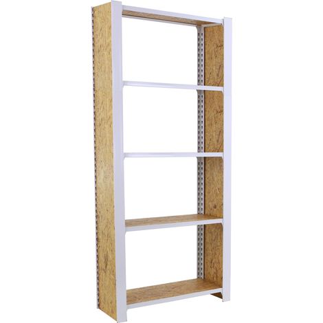 officlick Étagère métallique moderne blanc osb 2100x800x300 mm (1/5)