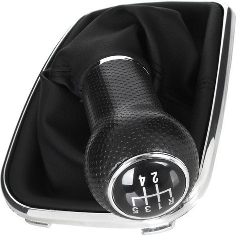 Pomo de palanca de cambios negro para VW Golf IV 98-05 + funda + marco cromado (1/5)