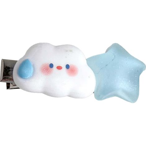 Barrette française décorative mignonne à motif cartoon, pinces à cheveux en plastique et résine pour femme, nuage et étoile, accessoire cheveux étudiant, lot de 2 (1/5)