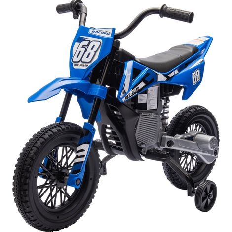Moto eléctrica infantil 12V azul con música y ruedas de entrenamiento (1/3)
