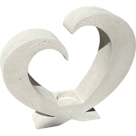 Betonfigur TEELICHTHALTER HERZ - handgefertigte Dekoration für Garten und Haus (1/5)