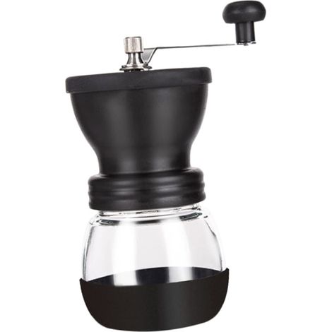 Moulin à café manuel en acier inoxydable avec récipient à grains et bocal en verre [HK] (1/5)