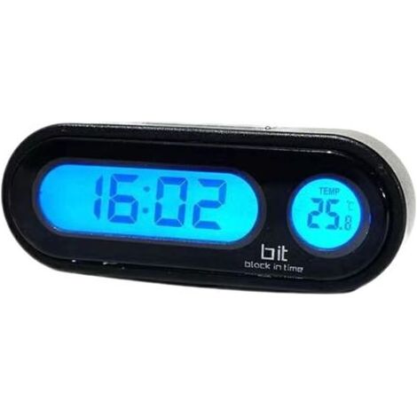 Thermomètre de Voiture Multifonctionnel Vision Nocturne Corloge numérique avec Affichage Lumineux Angle réglable 2-en-1 Témail de Tableau de Bord Remplaable Noir (1/5)