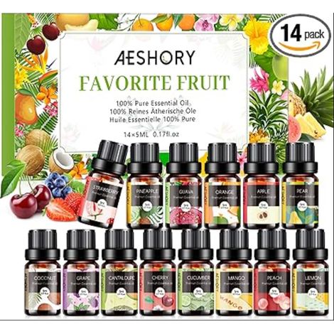 Huiles Parfumées Aromathérapie Fruitées, Huiles Essentielles Fruits pour Diffuseurs Naturelle, Adapté aux Aromathérapie, Massage, DIY Bougie, Cerise, Fraise, Mangue, Ananas