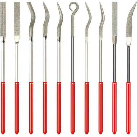 Kaelt - Sollbry 10 limes irrégulières, outils de sculpture et de meulage pour le travail du bois, limes plates, limes d'ébavurage, limes de polissage, limes à main, outils d'artisanat de bijoux (1/3)