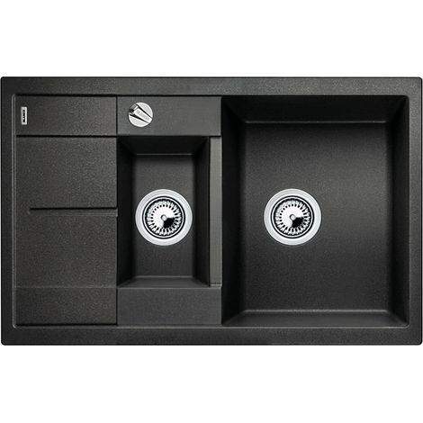 Évier de Cuisine Rectangulaire en Granit pour Meubles Bas de 60 cm de Large – Avec Bac Supplémentaire et Égouttoir Réduit – Gris – 513473 (1/5)