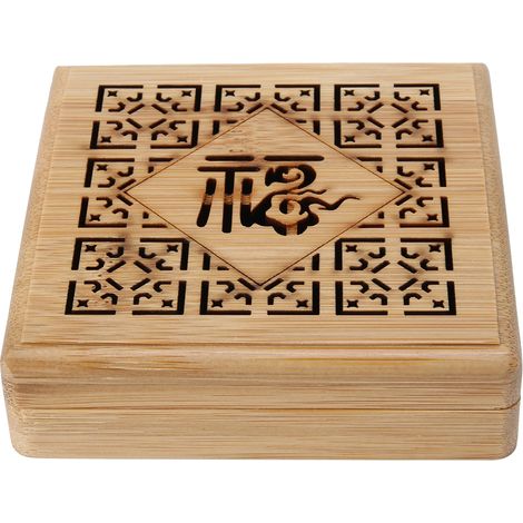 Brûleur d'encens creux en bambou de forme carrée, porte-encens en spirale, 9 x 9 x 2 cm (1/5)