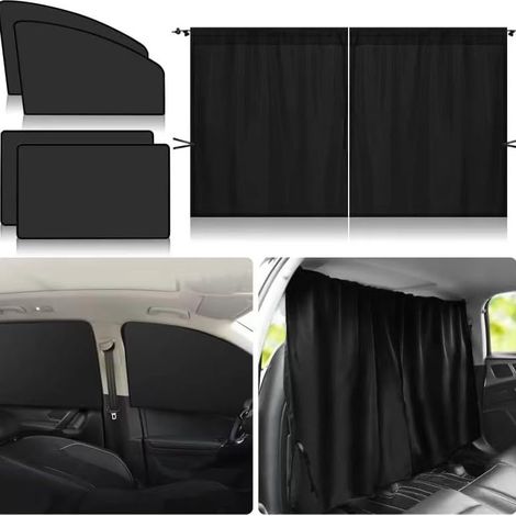 Lot de 5 rideaux d'intimité de voiture pour 2 sièges arrière et 2 fenêtres latérales, rideaux de séparation de voiture, pare-soleil, rideaux de voiture pour dormir bébé, sieste de voyage