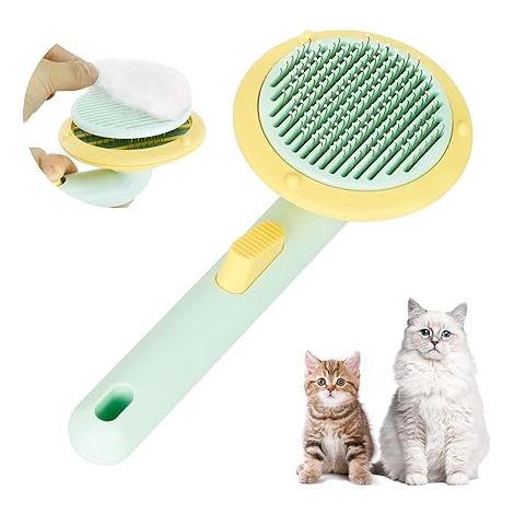 Cepillo para mascotas para gatos, cepillo para mascotas de pelo largo y corto, limpia el pelo de tu mascota con solo pulsar un botón. (1/5)