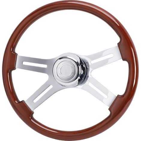 Remplacement de Volant en Bois Massif de 18 Pouces pour Camion, Mack, Semi-remorques Internationales, Volant Universel en Bois (1/5)