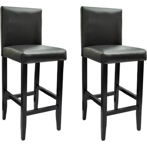 Taburetes de cocina 2 unidades cuero sintético negro vidaXL (1/4)