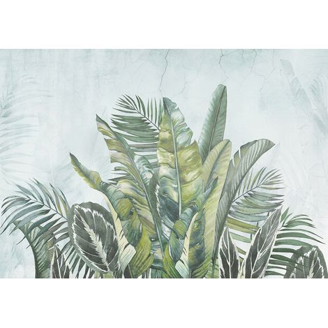 Papier peint panoramique - Feuilles Tropicales - 390 cm x 273 cm (1/2)
