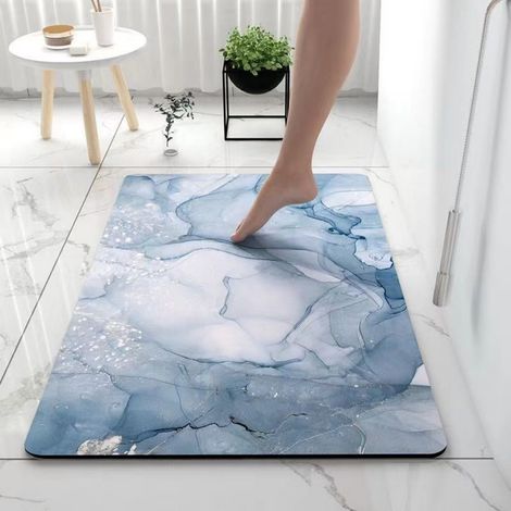 LAN Marbre - Bleu Océan 4060cm (Terre de diatomées) Tapis de sol en terre de diatomées, tapis antidérapant pour salle de bain, tapis absorbant pour toilettes (1/5)