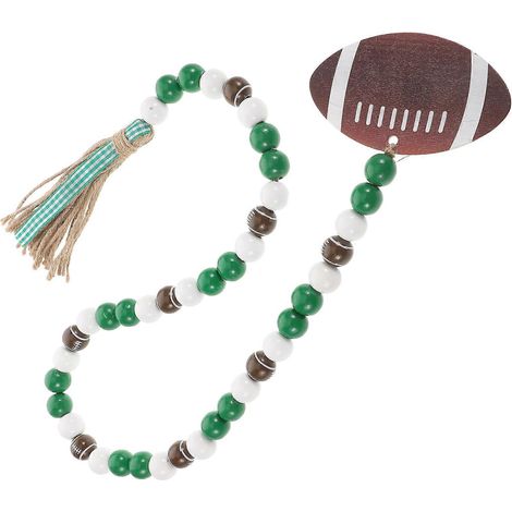 Pendentif à pompon et perles pour guirlande festive en bois de rugby (4 pièces) (1/5)