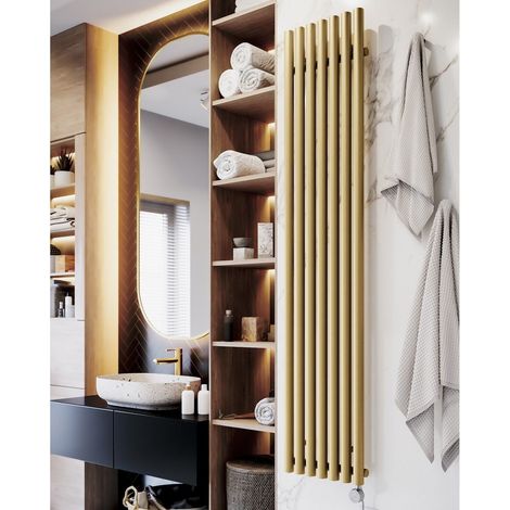 Terma Rolo Room E Vertical Single Panel Electric Radiator Brass 1800 x 370mm (1/5)