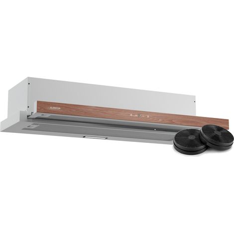 Klarstein ZenFusion Built-In Cooker Hood, 90cm Kitchen Hood with Telescopic Extractor, 400 m³/h Air Flow, Energy Class A, Touch Control, Quiet Operation, LED Lighting, Charcoal Filter