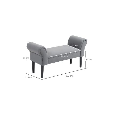 Banc rembourré gris foncé en toile de voile 102 x 36 x 51 cm avec assise confortable et charge 130 kg pour chambre et entrée (1/5)