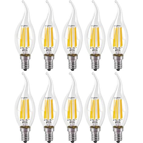 6W E14 Ampoule de Filament LED Flamme Bougie 2700K Blanche Chaude Dimmable, AC 220-240V (1/5)