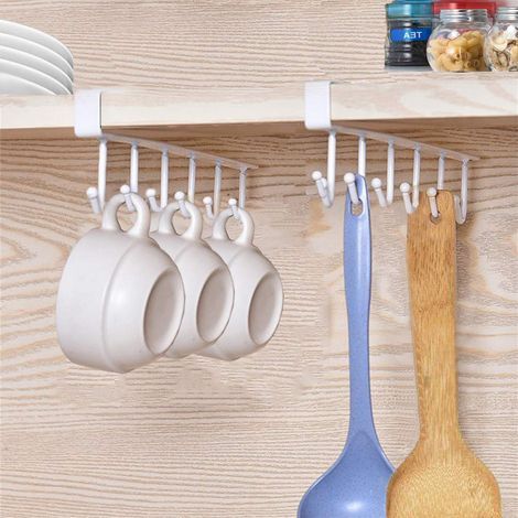 Unterbau-Halterungsset für Tassen, Weingläser, Krawatten und Gürtel, Haken, kein Bohren erforderlich