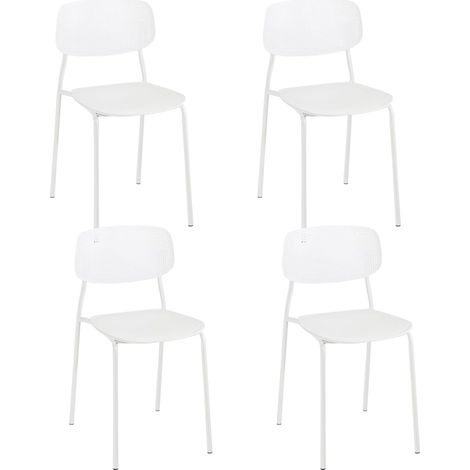 Ensemble de 4 chaises de cuisine empilables AZA (blanches) (1/5)