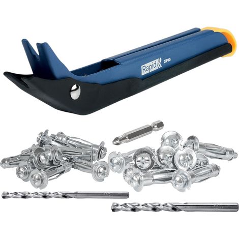 RAPID - XP10 Pince à cheville (M4 M5) - Fixation Murale Usage Occasionel - Pince à Expansion pour Chevilles - Kit de démarrage (Boîte + Outil + 20 Chevilles + 1 Forêts) - (5001535)