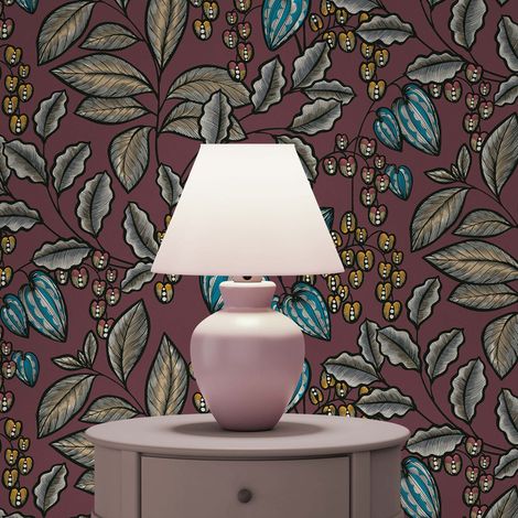 TADESSI Tapete Blumen Mario M1-No.1449 Vliestapete Rot Beige Floral Natur Wohnzimmer Schlafzimmer Küche (1/5)