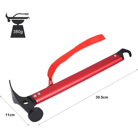 Marteau de camping léger en aluminium avec manche ergonomique pour piquets de tente - 3 coloris (1/4)