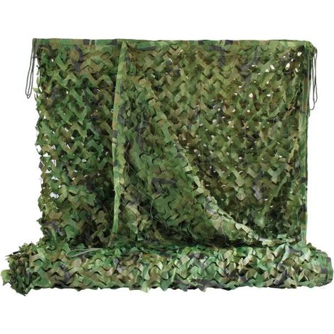Telo Copertura in Poliestere con Rete Oscurante con Corde Verde Mimetico 2X3M (1/5)