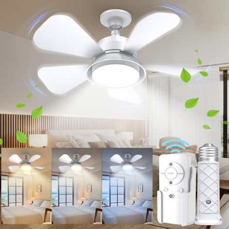 Ventilateur Plafond avec LED – Intensité Variable, Télécommande – 3 Températures Couleur (3000K-6500K) – 1000 Lumens – Pour Chambre, Cuisine, Salon, Dressing (1/5)