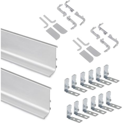 Emuca Kit 2 profili superiori Gola per mobili cucina, lunghezza 2,35m, con accessori, Alluminio, Anodizzato opaco