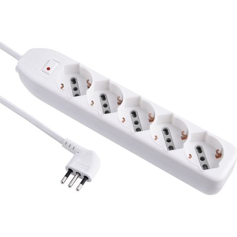 Electraline 62064 Multipresa 5 Posti polivalenti, Colore Bianco, Cavo 1,5 m-Spina Piccola 10A (1/3)