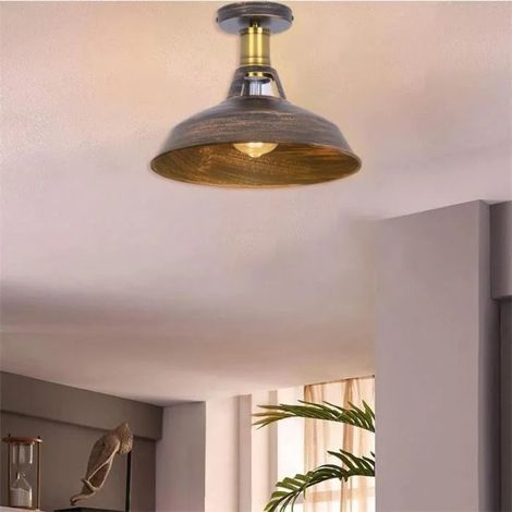 U-Do Vintage Lampe de Plafonde en Métal Bronze Rétro Plafonnier Luminaire éclairage pour décoration Chambre Salon (1/4)