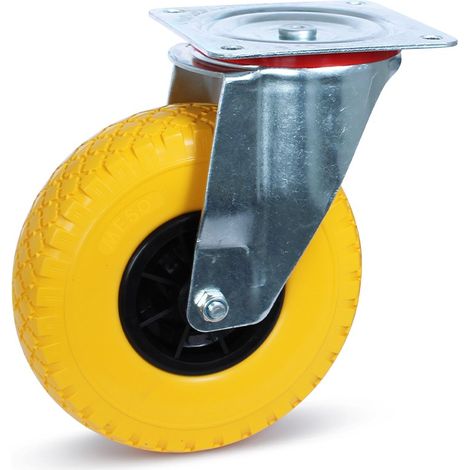 Roue pivotante - MESO - PU anti-crevaison - 260mm - 75kg - Grande platine - Jante plastique