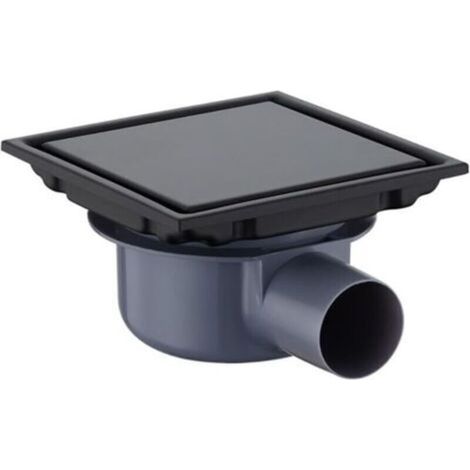 Bonde de douche carrée, 15 x 15 cm, siphon pivotant à 360°, anti-odeurs, encastrée, compatible avec alimentation en eau positive et négative, double filtration, carrelable, noire