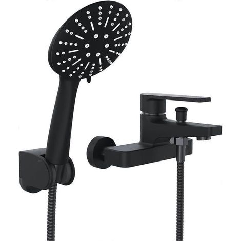 Ensemble de douche de plafond noir 2025 avec robinet de baignoire, douchette et mitigeur (noir) - AquaForge