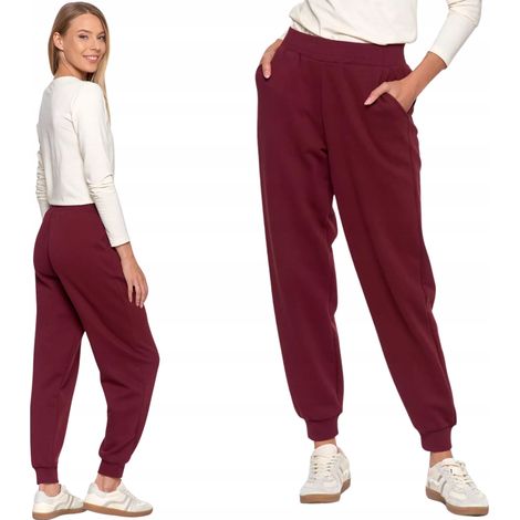 Comodi pantaloni della tuta da donna in cotone Moraj Rosso XL Rosso vino (1/5)