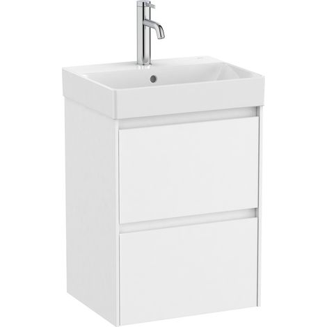 Pack Unik mueble base compacto de 2 cajones + lavabo ONA - ROCA Color: Blanco mate - Medidas: 450x360x645 mm