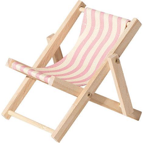 Handy- und Tablet-Ständer für Strandstühle, aus Holz und Segeltuch, dekorativ – 12 x 12 x 10 cm (1/4)