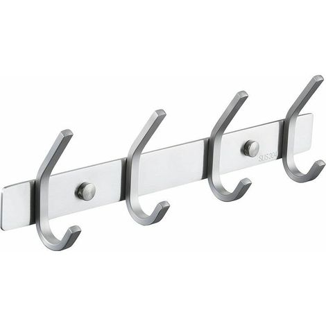 royaluxe -Porte Manteau Salle de Bain Porte Manteau Metal Mural 4 Crochets Patère Murale Salle de Bain Acier Inoxydable SUS304 Finition Brossée (1/5)