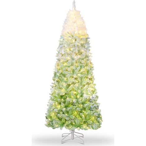 Sapin de Noël artificiel 180 cm pré-éclairé - Dégradé rose, 230 LED - +610 pointes, support métallique pliable - Décoration intérieur/extensionsérieur - 6FT [Europe] White Powder (1/5)