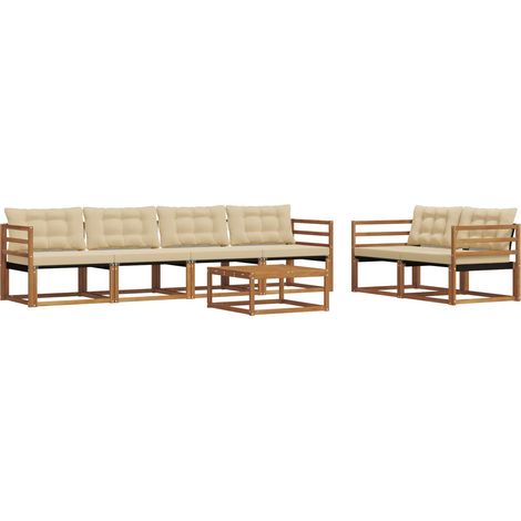 Ensemble de canapés d'extérieur 7 pcs Salon de jardin Naturel et Beige (1/5)