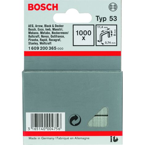 Klammern Typ 53: 114x074x8mm: 1.000 Stück BOSCH 1609200365